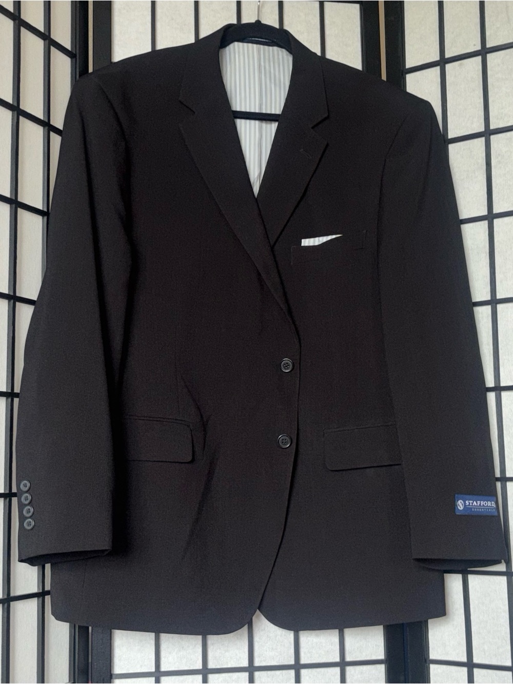 Stafford Black Men’s Two-Button Suit Jacket